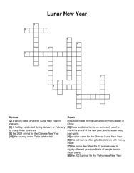 Lunar New Year crossword puzzle