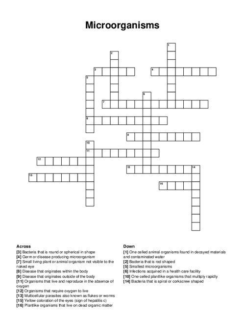 Microorganisms Crossword Puzzle