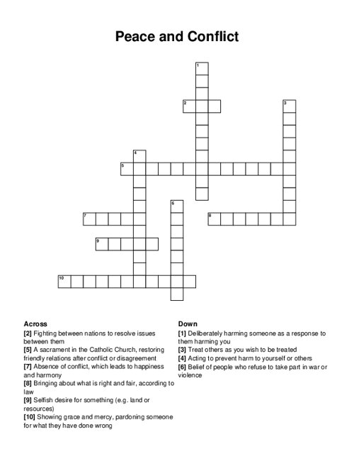 Peace and Conflict Crossword Puzzle