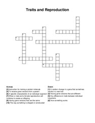 Traits and Reproduction crossword puzzle