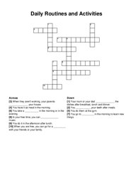 Daily Routines and Activities crossword puzzle