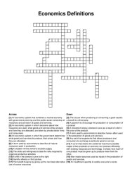 Economics Definitions crossword puzzle