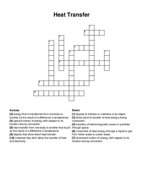 Heat Transfer Crossword Puzzle