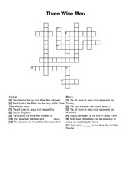 Three Wise Men crossword puzzle