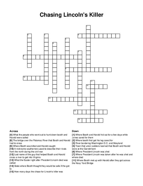 Chasing Lincolns Killer Crossword Puzzle