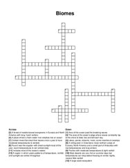Biomes crossword puzzle