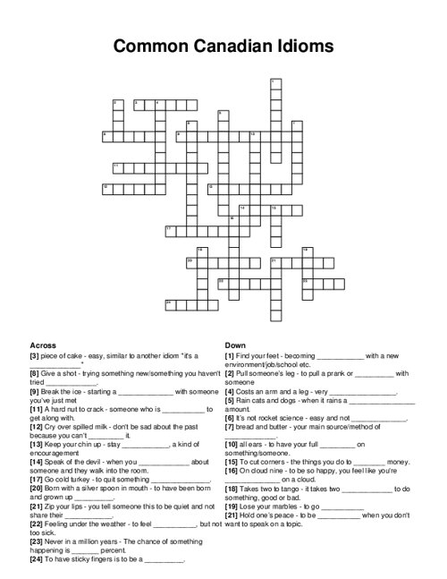 Coping Skills Crossword Puzzle