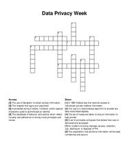 Data Privacy Week crossword puzzle
