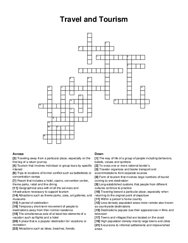 Travel and Tourism crossword puzzle