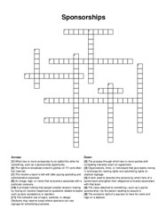 Sponsorships crossword puzzle