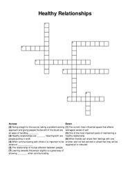 Healthy Relationships crossword puzzle