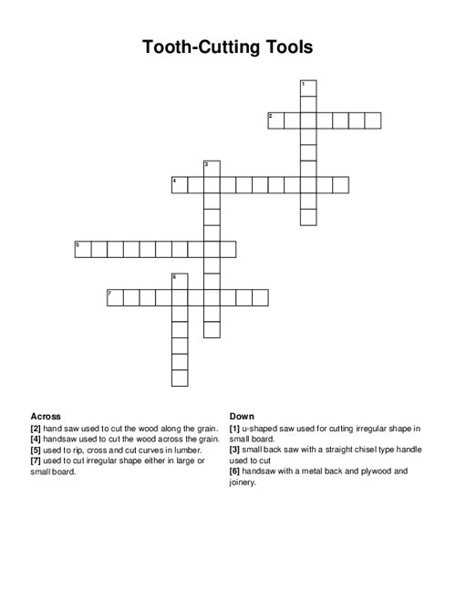 Tooth-Cutting Tools Crossword Puzzle