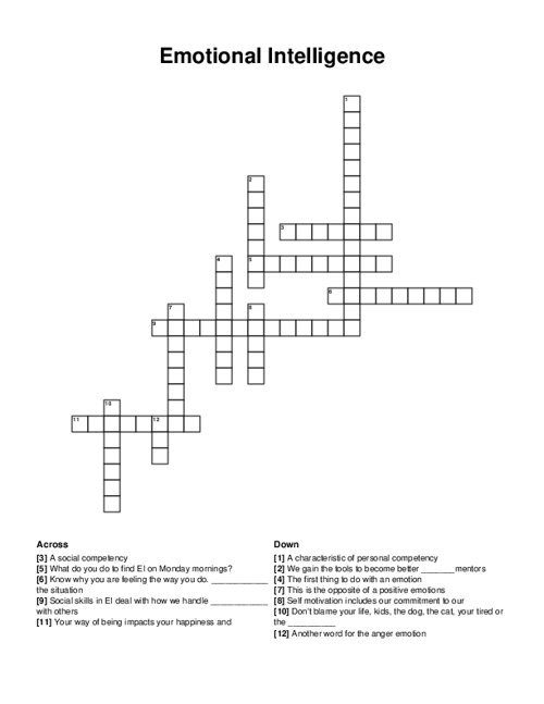 Emotional Intelligence Crossword Puzzle