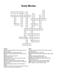 Scary Movies crossword puzzle