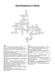 Han Emperors in China crossword puzzle