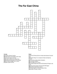 The Far East China crossword puzzle