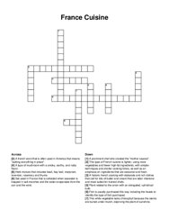 France Cuisine crossword puzzle