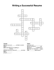 Writing a Successful Resume crossword puzzle
