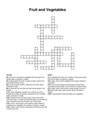 Fruit and Vegetables crossword puzzle