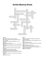 Similar Meaning Words crossword puzzle