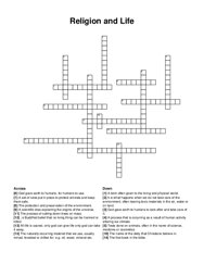 Religion and Life crossword puzzle