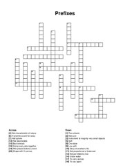Prefixes crossword puzzle