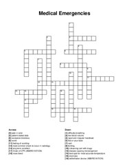 Medical Emergencies crossword puzzle