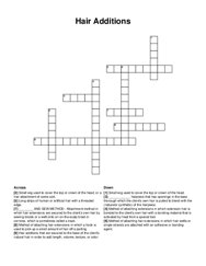 Hair Additions crossword puzzle