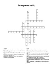Entrepreneurship crossword puzzle