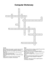 Computer Dictionary crossword puzzle