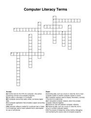 Computer Literacy Terms crossword puzzle