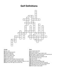 Golf Definitions crossword puzzle