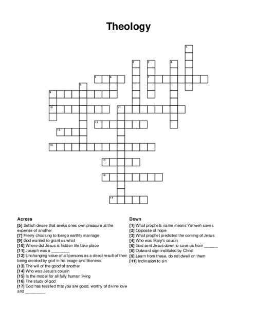 Theology Crossword Puzzle