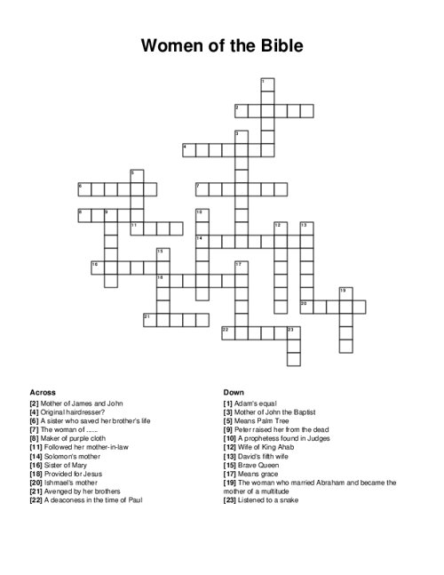Women of the Bible Crossword Puzzle