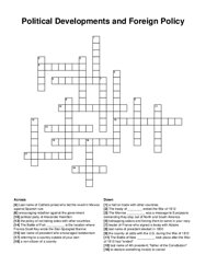 Political Developments and Foreign Policy crossword puzzle