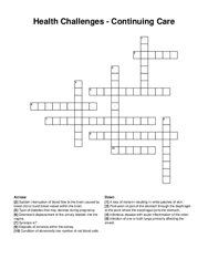 Health Challenges - Continuing Care crossword puzzle