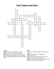 Fuel Types and Uses crossword puzzle