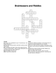 Brainteasers and Riddles crossword puzzle