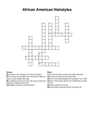 African American Hairstyles crossword puzzle