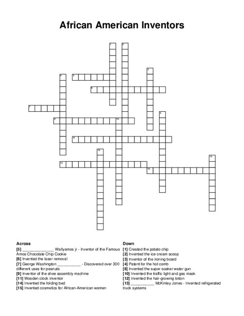 African American Inventors Crossword Puzzle