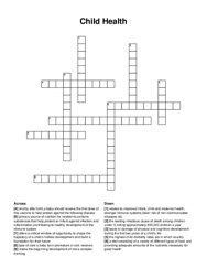Child Health crossword puzzle