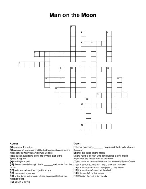 Man on the Moon Crossword Puzzle