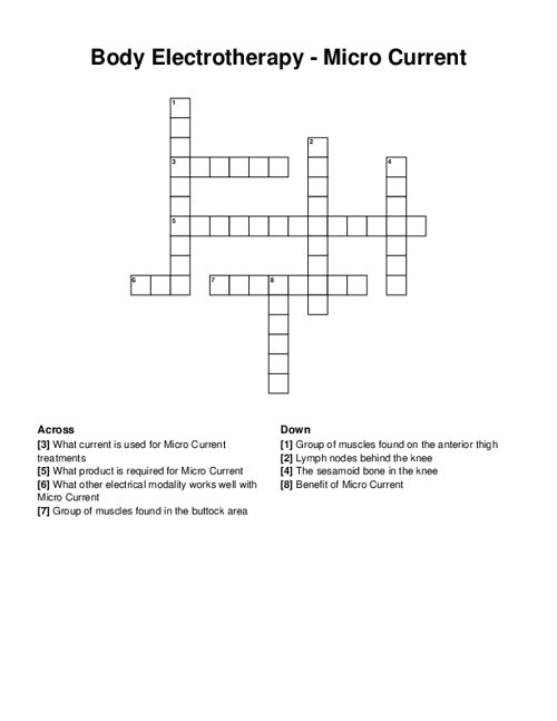 Body Electrotherapy - Micro Current Crossword Puzzle