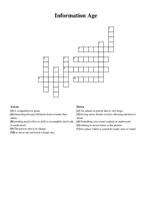 Information Age Crossword Puzzle