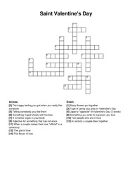Saint Valentines Day crossword puzzle