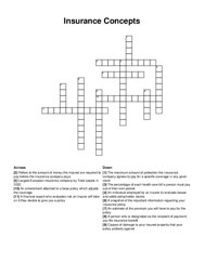 Insurance Concepts crossword puzzle
