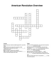 American Revolution Overview crossword puzzle