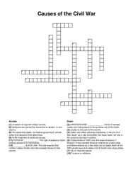Causes of the Civil War crossword puzzle