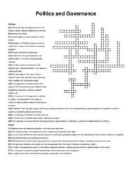 Politics and Governance crossword puzzle
