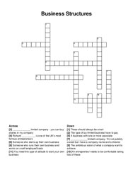 Business Structures crossword puzzle